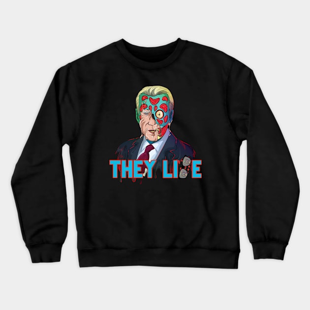 Funny Anti Joe Old Sci-Fi Horror Movie Character Biden Zombie Crewneck Sweatshirt by Trendy Black Sheep